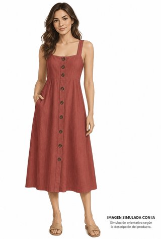 Vestido Sfera teja botones talla S