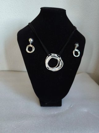 Conjunto Plata Colgante y Pendientes