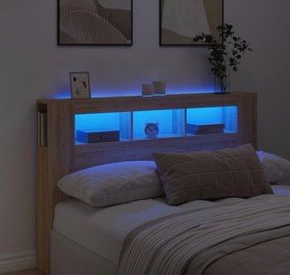 Cabecero Cama 160cm con LED RGB y Estantes