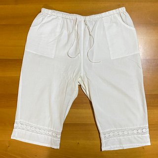 Moda Sorella XXXL Pantaloni Capri Ricamato Bianco