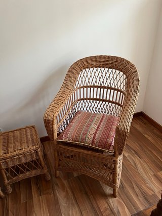 Conjunto 2 sillones y mesita mimbre