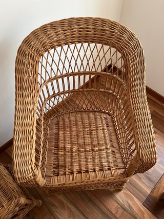Conjunto 2 sillones y mesita mimbre