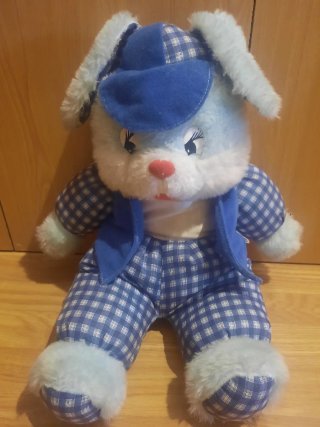 Peluche Conejo Azul a Cuadros