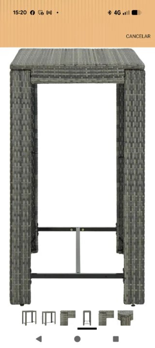 Tavolo alto da giardino in rattan grigio