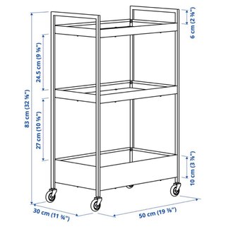 Carro auxiliar Ikea cristal y metal