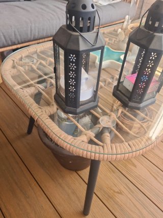Farol de terraza negro y cristal.