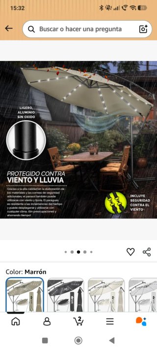 Sombrilla TILLVEX 300/350cm LED Solar