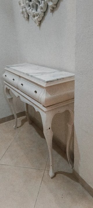 Mesa consola recibidor madera blanca