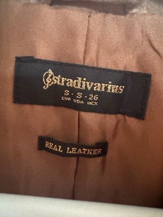 Chaqueta Biker Stradivarius Piel Marrón Talla