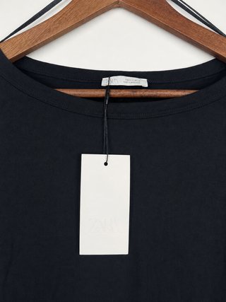 Camiseta Zara manga 3/4 negra talla L algodón