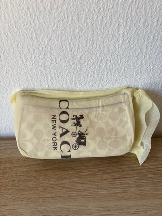 Bolso Cöach rosa y beige con cadena