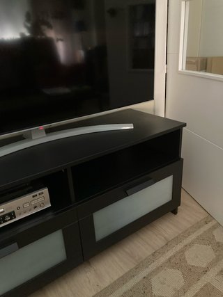 Mueble TV Ikea Negro Madera y Cristal