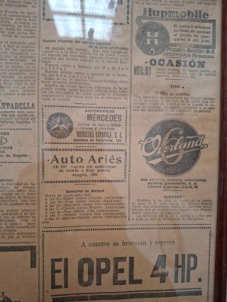 Anuncio de coche clásico periòdico 1925.