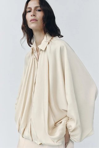 Chaqueta bomber Zara oversize raso cruda M