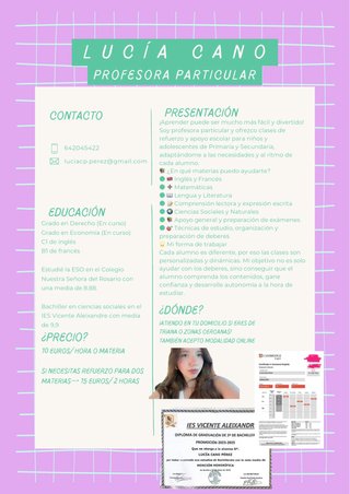 PROFESORA PARTICULAR EN SEVILLA.