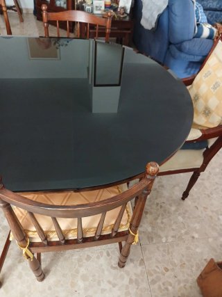 Cristal ahumado viselado para mesa de comedor oval