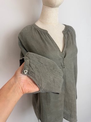 Blusa Ecoalf Lino Talla S Verde Oliva