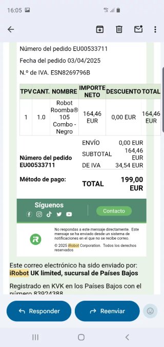 Roomba 105 Combo Robot PRÁCTICAMENTE NUEVO