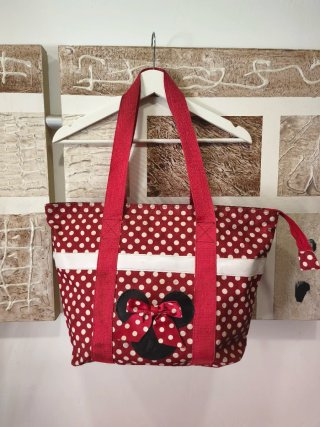 Bolso Tote Disney Minnie Mouse Rojo Lunares