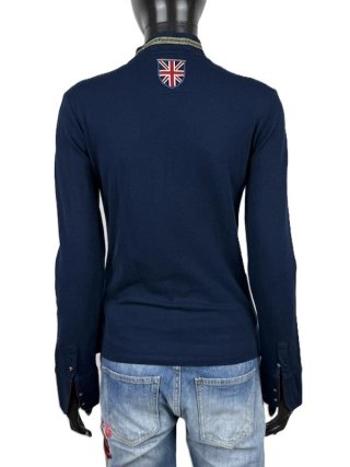 La Martina Maglia Polo Donna Blu Ricamata Taglia S