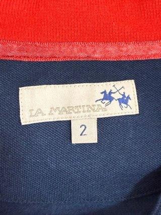 La Martina Maglia Polo Donna Blu Ricamata Taglia S