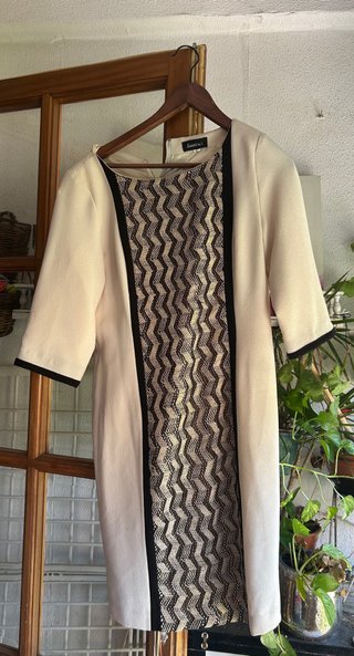 Vestido Sfera Beige y Negro Talla Large