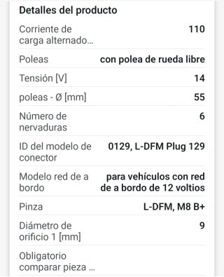 Alternador Lucas compatible con el grupo Renault