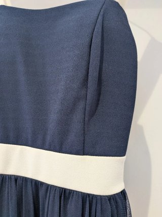 Vestido fiesta azul y blanco