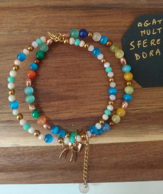 Bracciale due fili agata multicolor