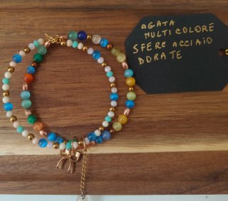 Bracciale due fili agata multicolor
