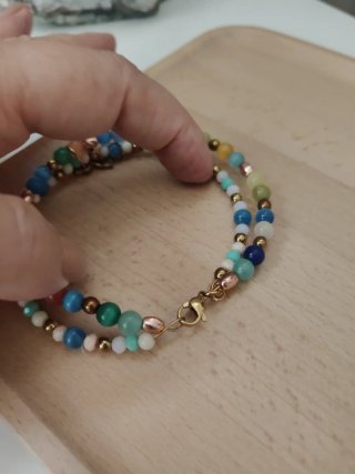 Bracciale due fili agata multicolor