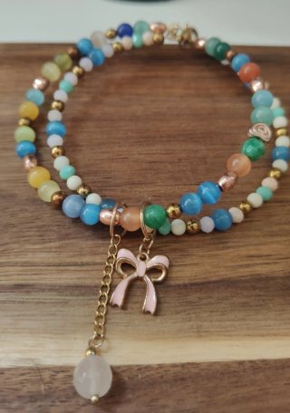 Bracciale due fili agata multicolor