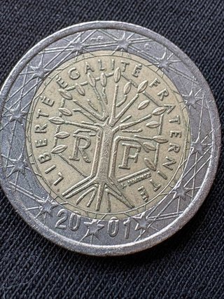 3 Monedas 2€ Francia 2001 Error