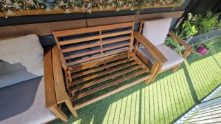 Conjunto estructuras de madera sofa + 2 sillones