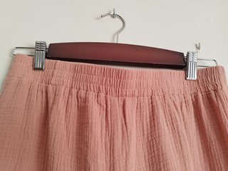 Pantalón ancho 100% algodón rosa L cintura alta