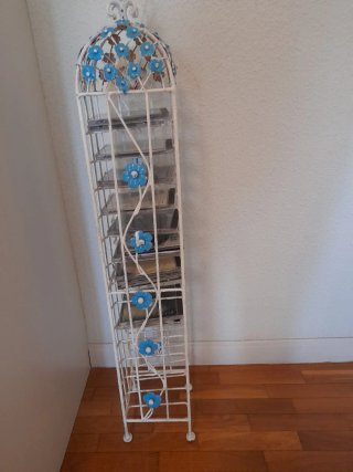 Torre o estanteria CD Metal Blanca y Azul