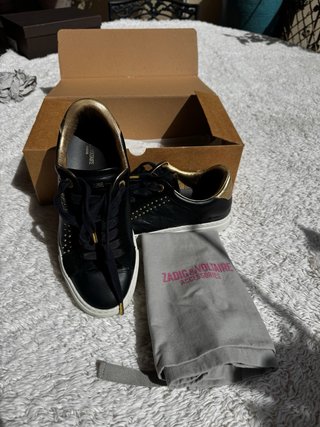 Zadig & Voltaire Zapatillas Piel T.39 Negro/Oro