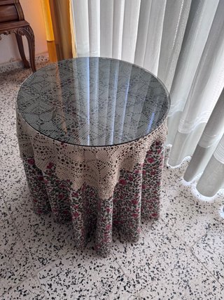 Mesa camilla redonda cristal y madera