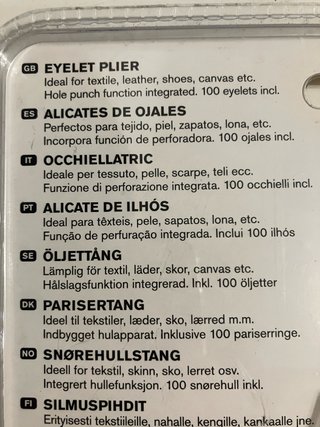 ALICATE PARA OJALES CON ACCESORIOS