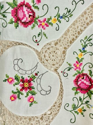 Blusa cotone ricamata senza maniche taglia unica