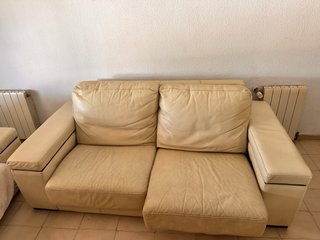 Sofás 2 de piel natural beige