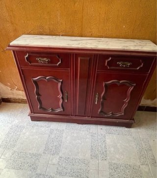 Zapatera vintage mármol y madera