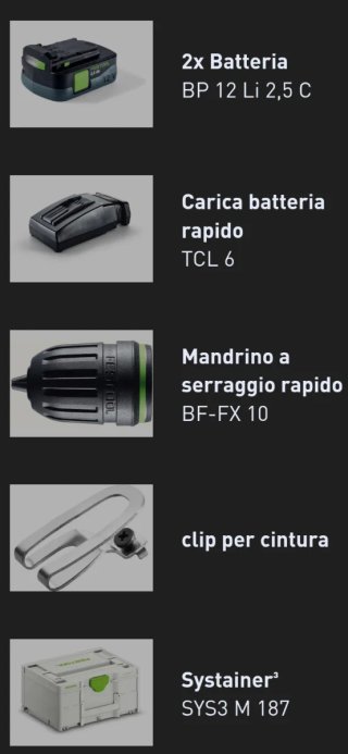 Festool CXS 12 2.5 Plus Trapano Avvitatore