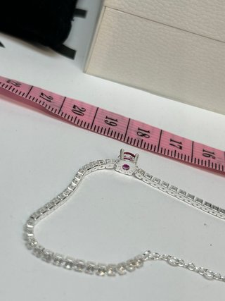 Pulsera Pandora Tenis con Corazón fuscsia