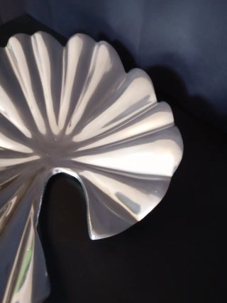 Plato decorativo hoja plateado