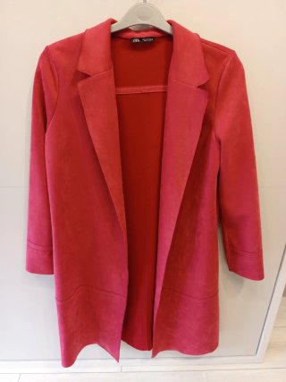 Gabardina Zara Terciopelo Rosa Talla M.