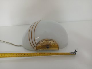 Lampada Parete Vetro Murano Bianco Righe Oro
