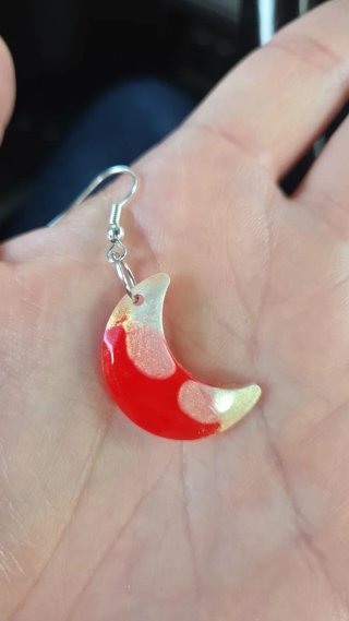 Pendientes Luna Resina Rojo y Blanco