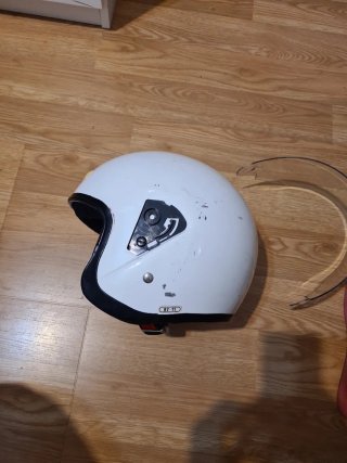 Casco Moto HJC Blanco con Visera talla S
