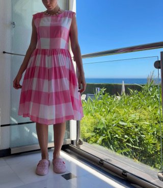 Vestido de verano Laura Ashley cuadros rosa